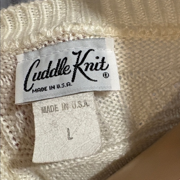 Vintage Cuddle Knit Cream Soft Short Sleeve Sweater Size L - Picture 3 of 4